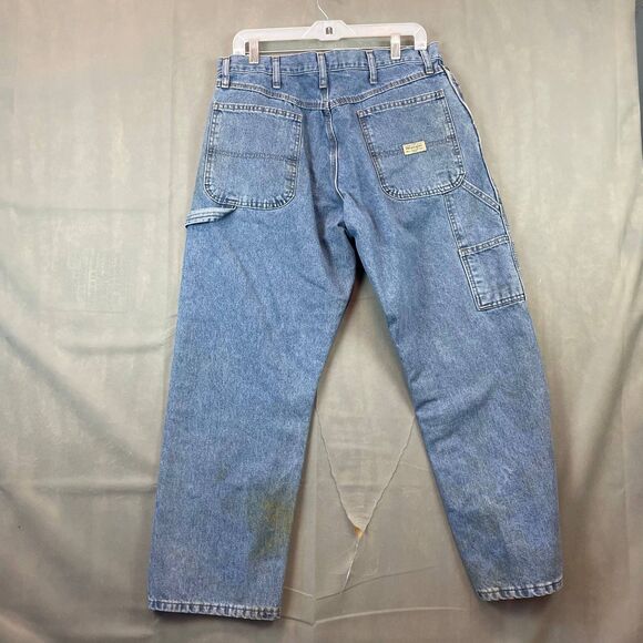 Wrangler Carpenter Jeans Men's 34x29 Blue Tool Pockets Workwear Utility Pants - Picture 8 of 11